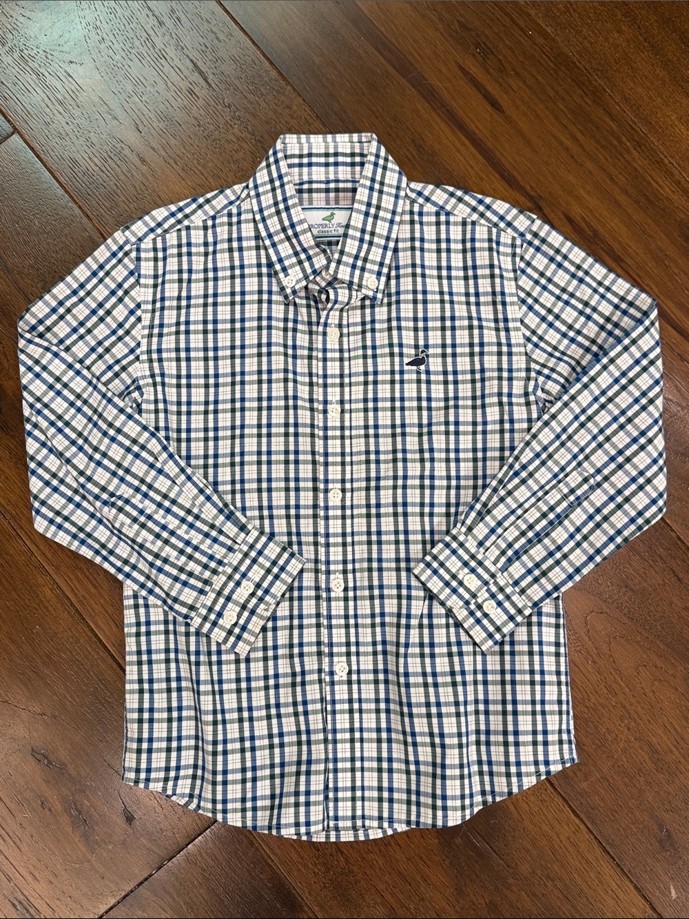 Properly Tied - Boys L/S Blue/Green Plaid Button-Down Shirt - Size: 6Y